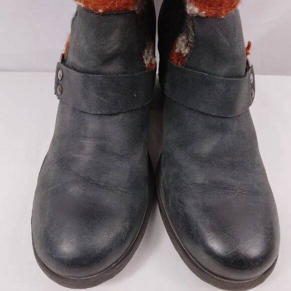 Born Panarea Southwestern Wool Black Leather Zip-Up Boots Moto Womens Size 7 38 - Picture 4 of 14